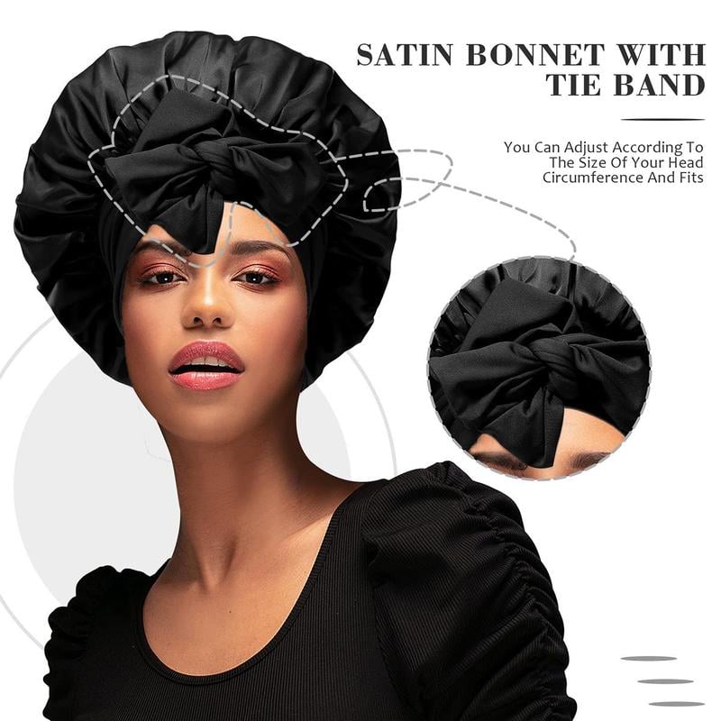 🔥LAST DAY SALE 49% OFF🔥Double Layered Satin Night Caps, Hair Care Silk-Like Bonnet Sleeping Hat