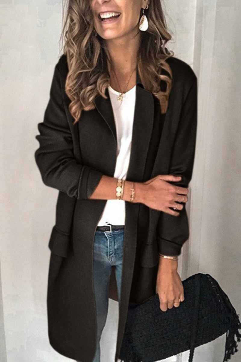 Solid Color Long Sleeve blazer(6 Colors)