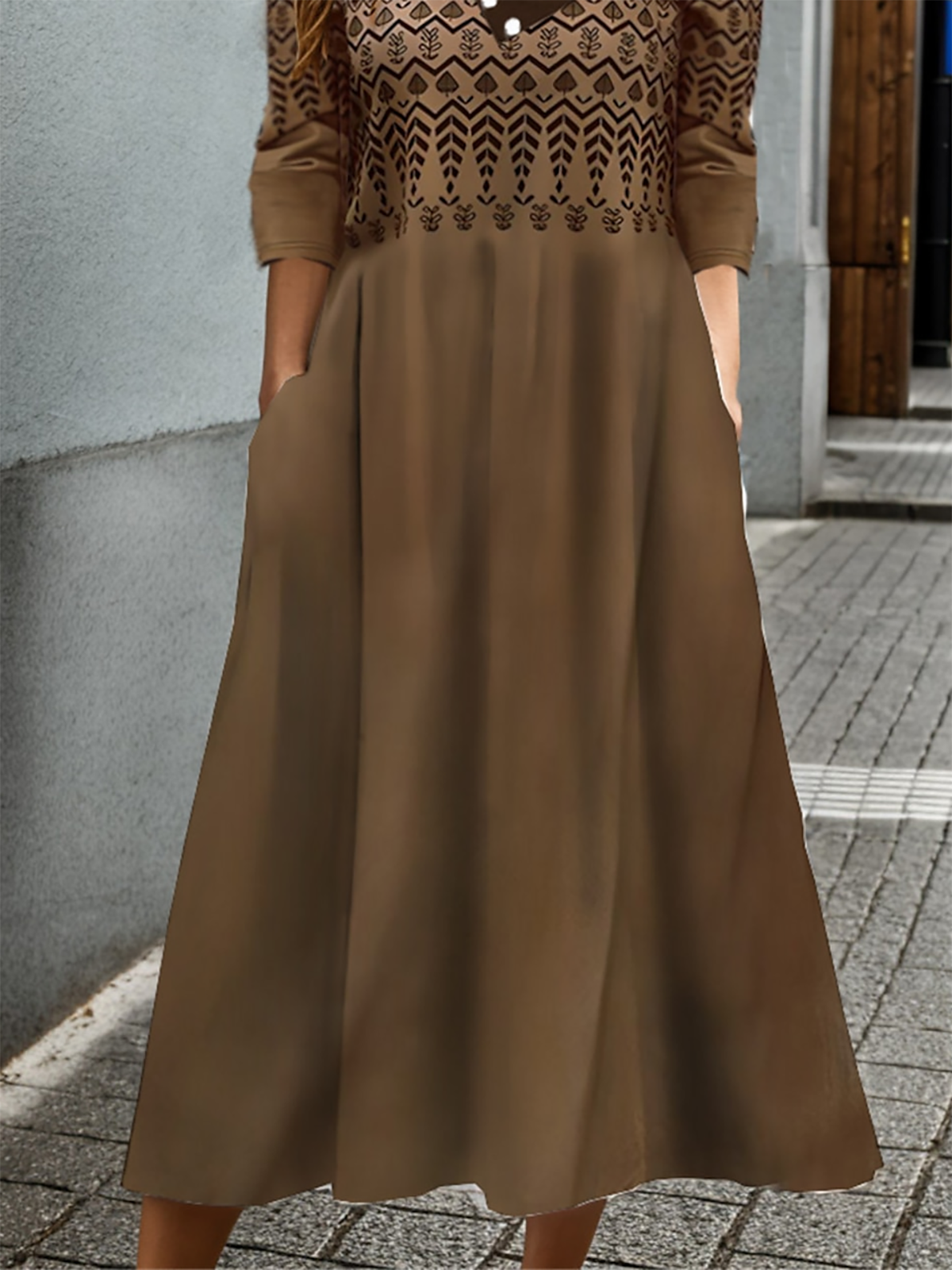 Women Ethnic Long Sleeve Comfy Casual Maxi Dress