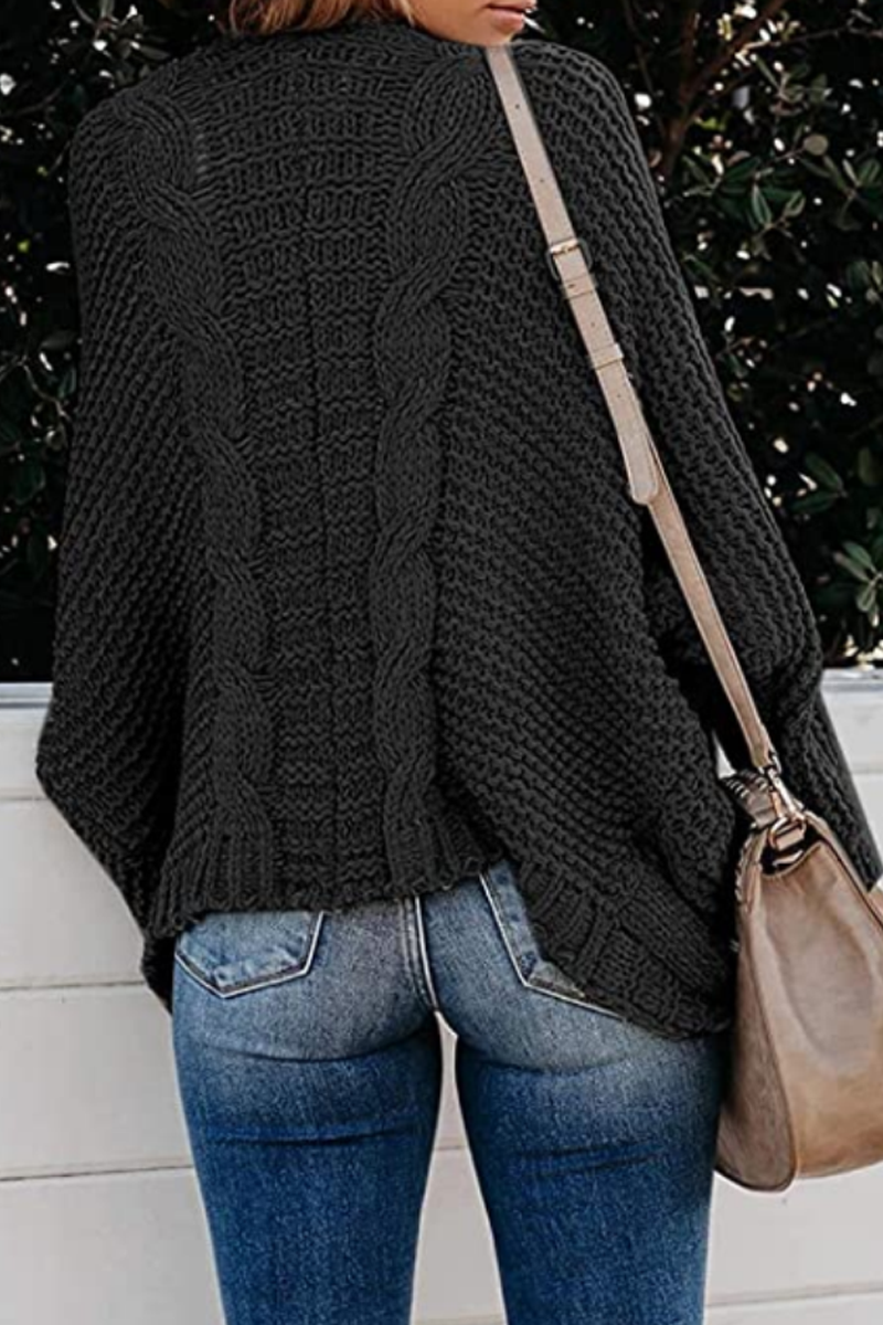 Casual Solid Pocket V Neck Tops Sweater