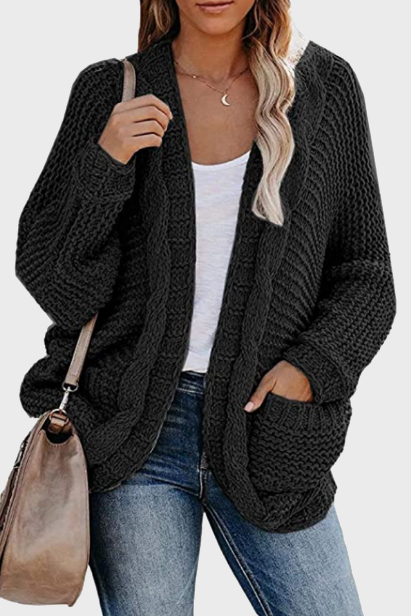 Casual Solid Pocket V Neck Tops Sweater