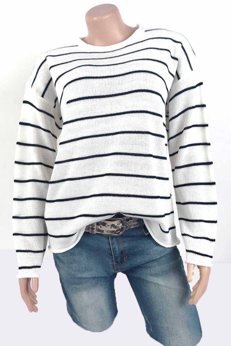 Florcoo Loose grid Round Neck Sweater