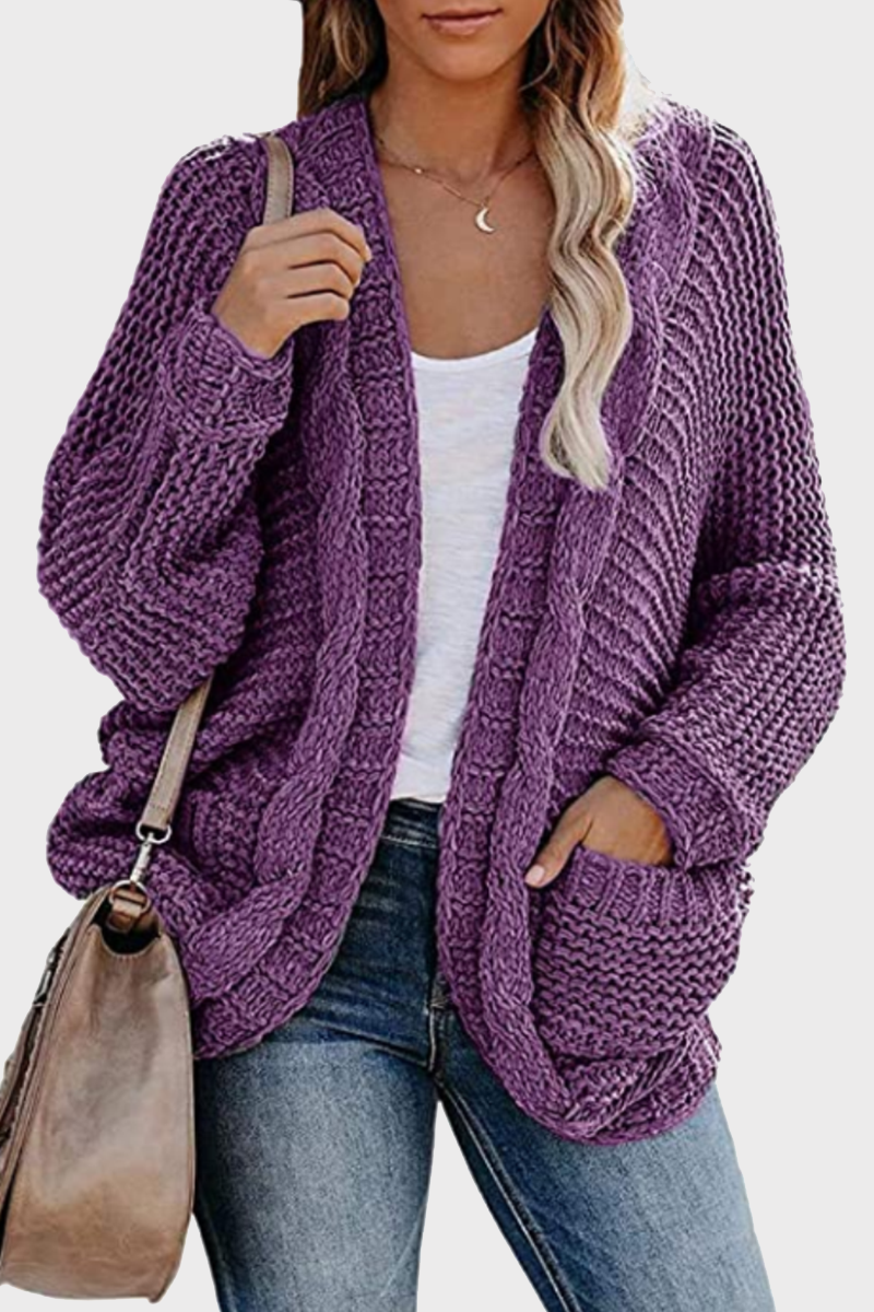 Casual Solid Pocket V Neck Tops Sweater