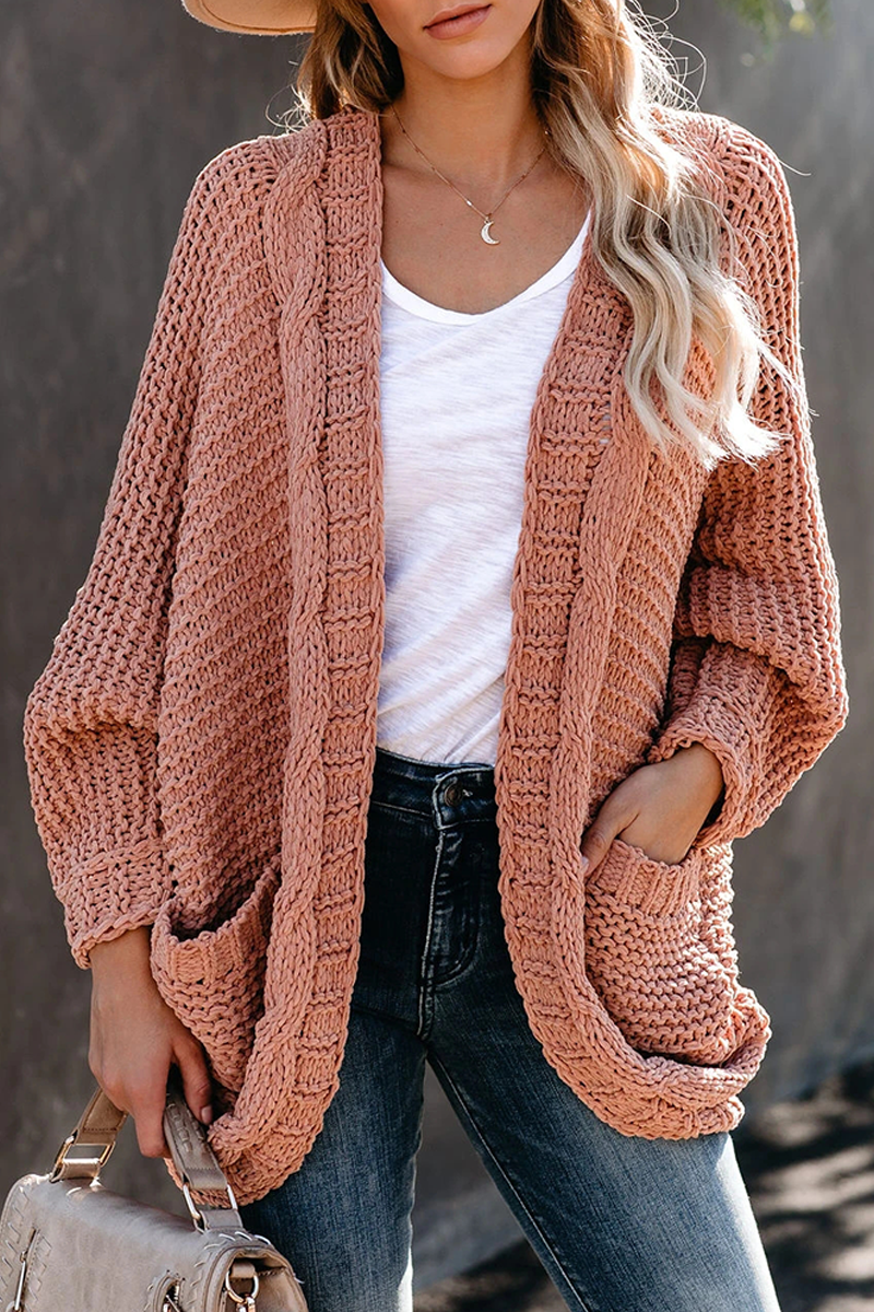 Casual Solid Pocket V Neck Tops Sweater