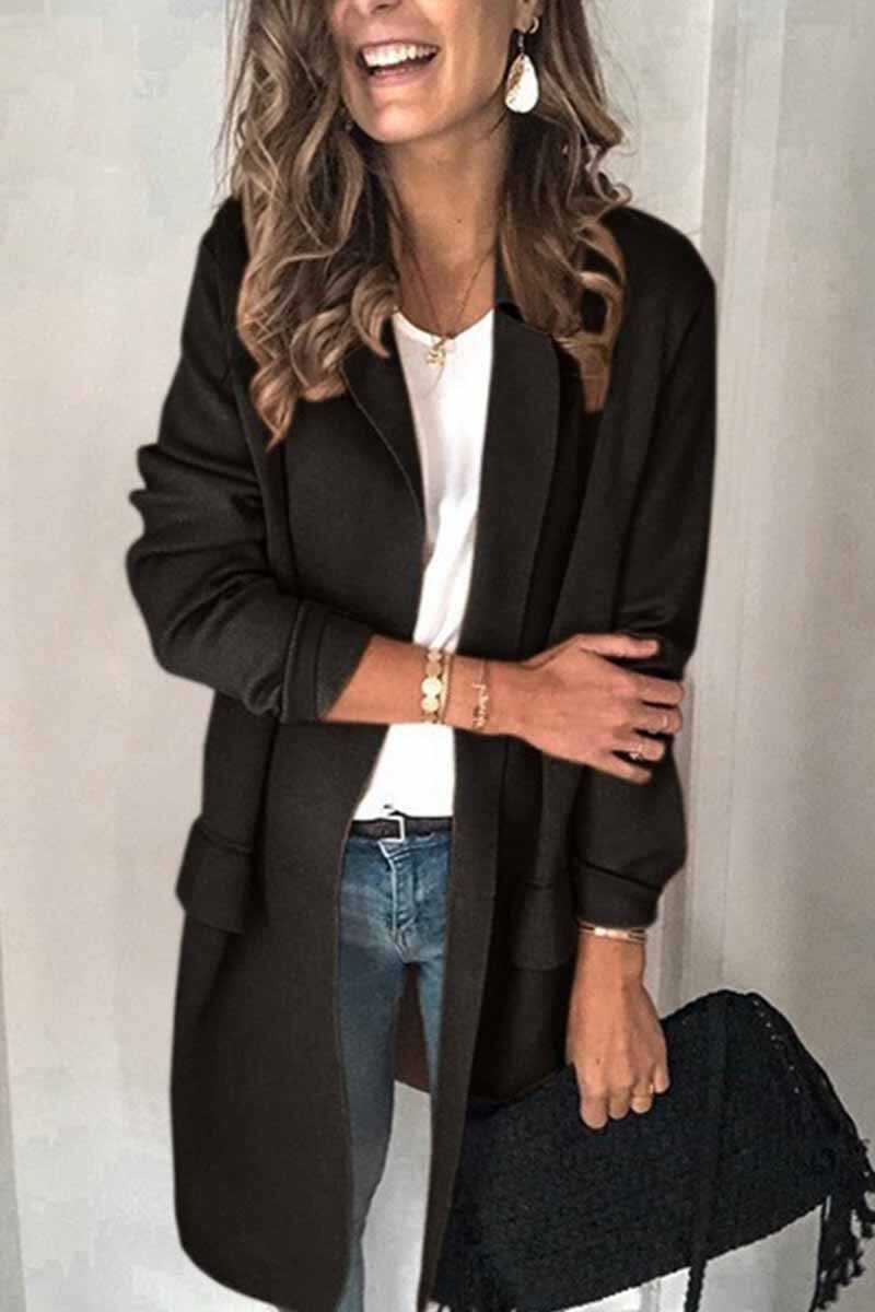 Solid Color Long Sleeve blazer(6 Colors)