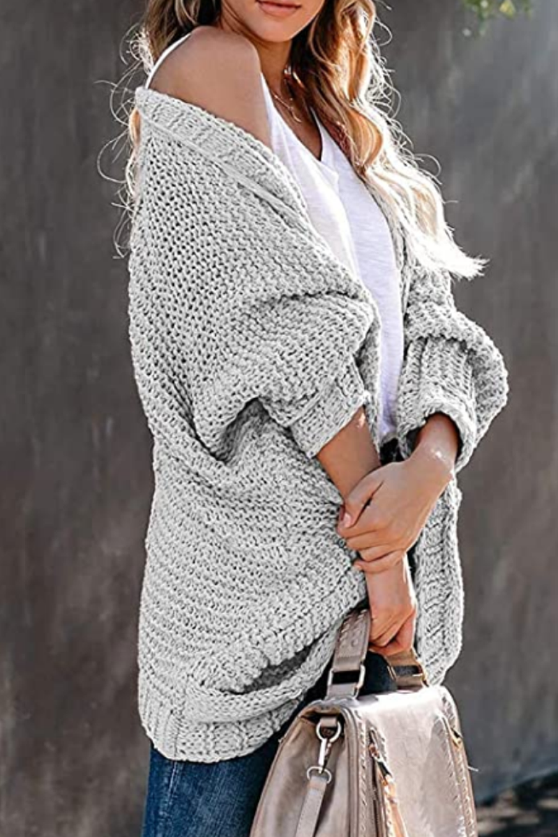 Casual Solid Pocket V Neck Tops Sweater