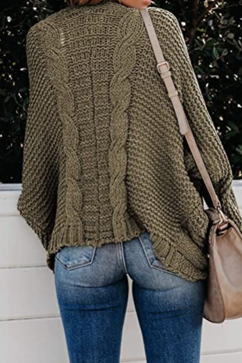 Casual Solid Pocket V Neck Tops Sweater