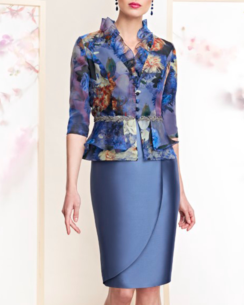 Casual Elegant Versatile Printed Ladies Suit Dress