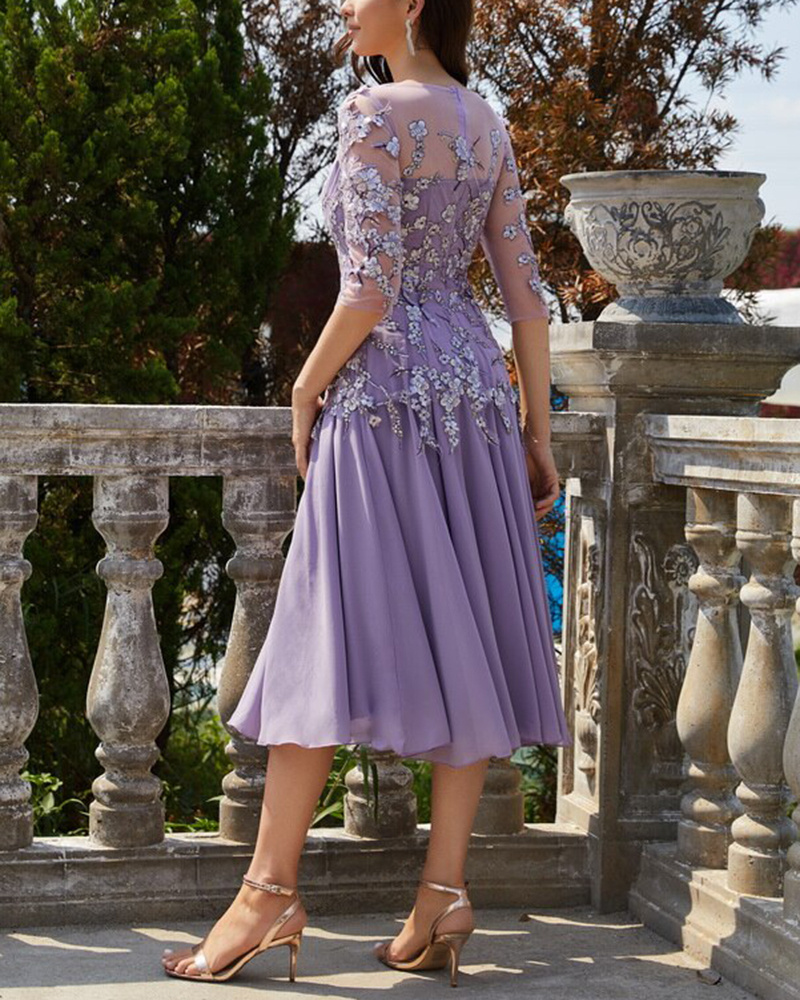 ELEGANT LACE JACQUARD MIDI DRESS