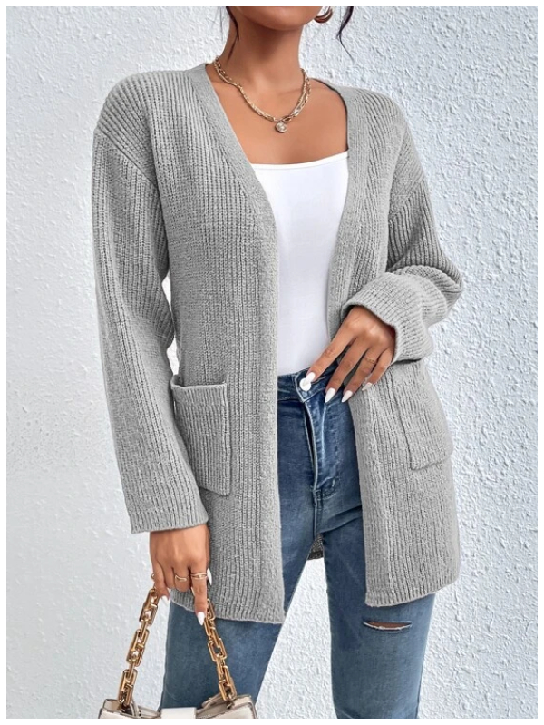Dual Pocket Drop Shoulder Duster Sweater Cardigan