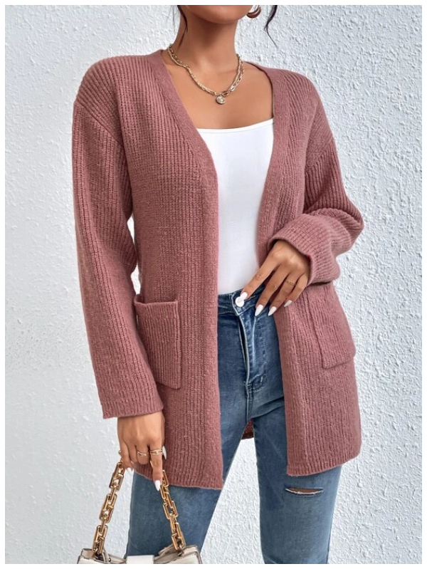 Dual Pocket Drop Shoulder Duster Sweater Cardigan