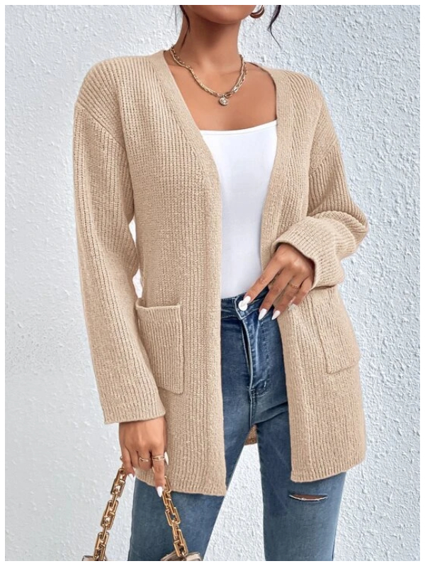 Dual Pocket Drop Shoulder Duster Sweater Cardigan