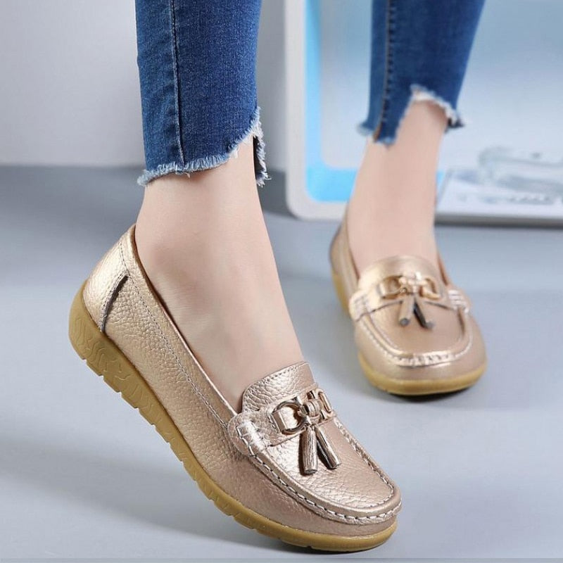 Women Flats Ballet Leather Breathable  Casual  Shoes