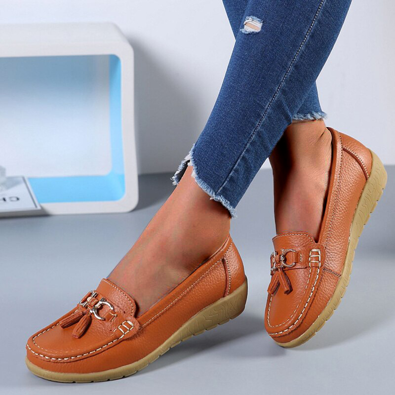 Women Flats Ballet Leather Breathable  Casual  Shoes