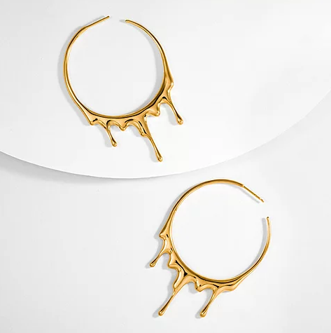 dripping circular hoop large gold