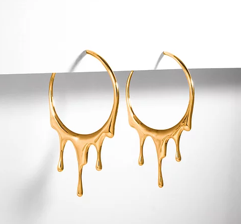dripping circular hoop medium gold