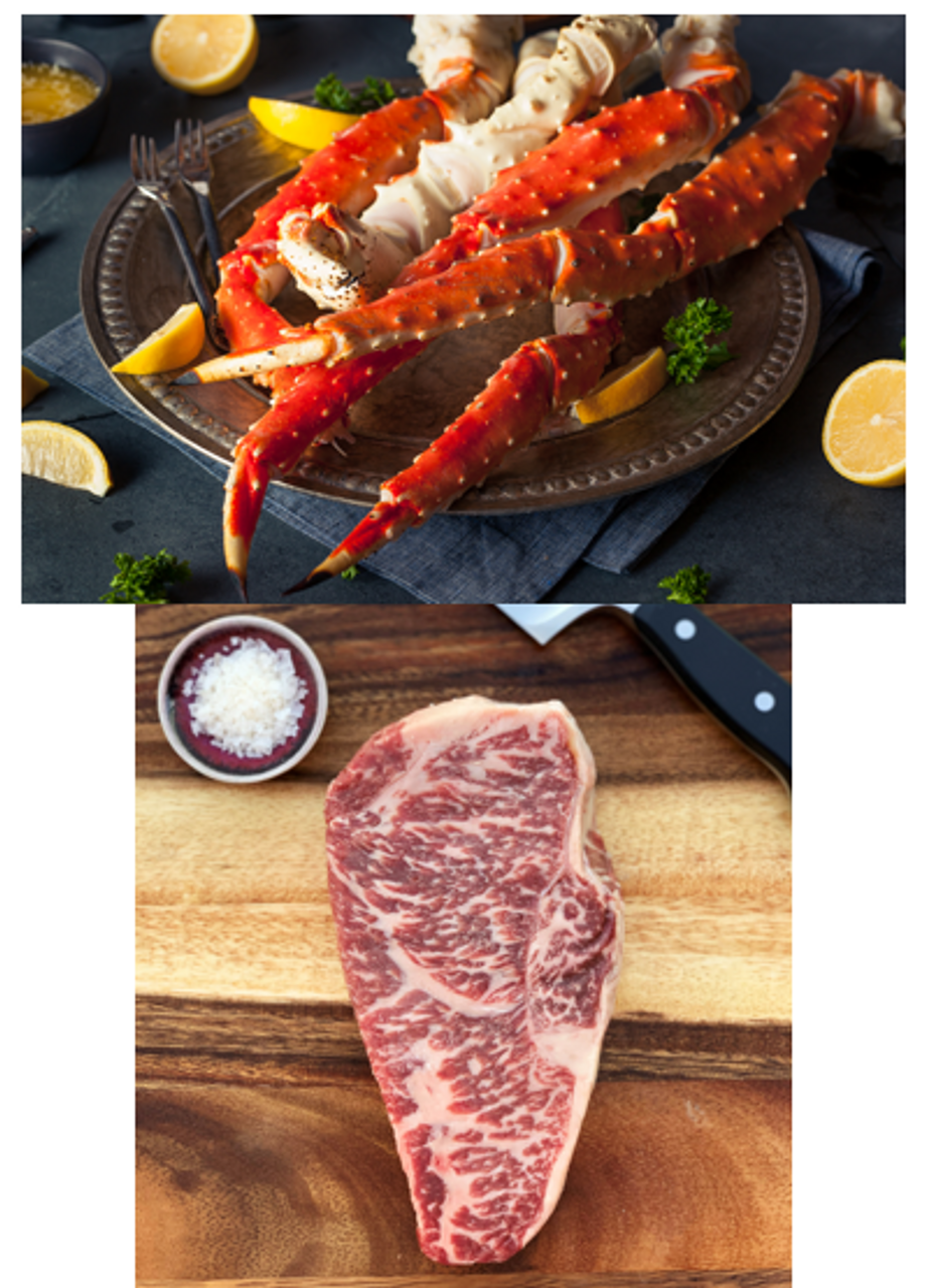 Ultimate Surf n' Turf | 5 lbs Colossal King Crab Legs® & (2) 20 oz Australian Wagyu NY's
