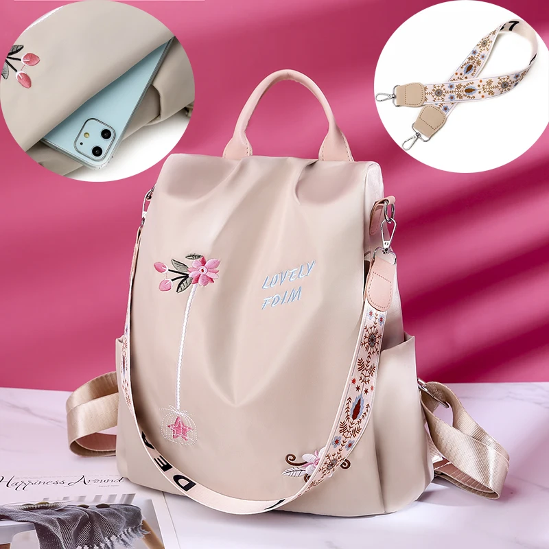 Kakhi – Embroidery Backpack Waterproof Oxford Women