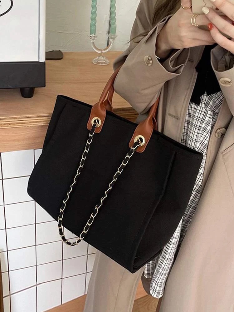 Large Canvas Tote Bag – Black