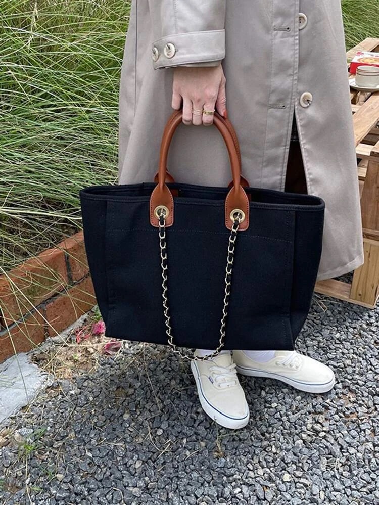 Large Canvas Tote Bag – Black