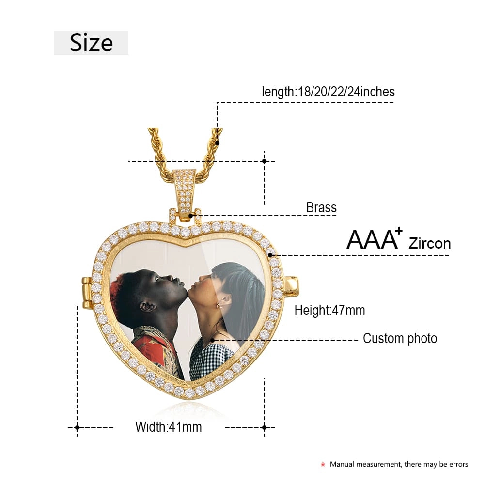 Custom Photos Heart Pendants With Chains