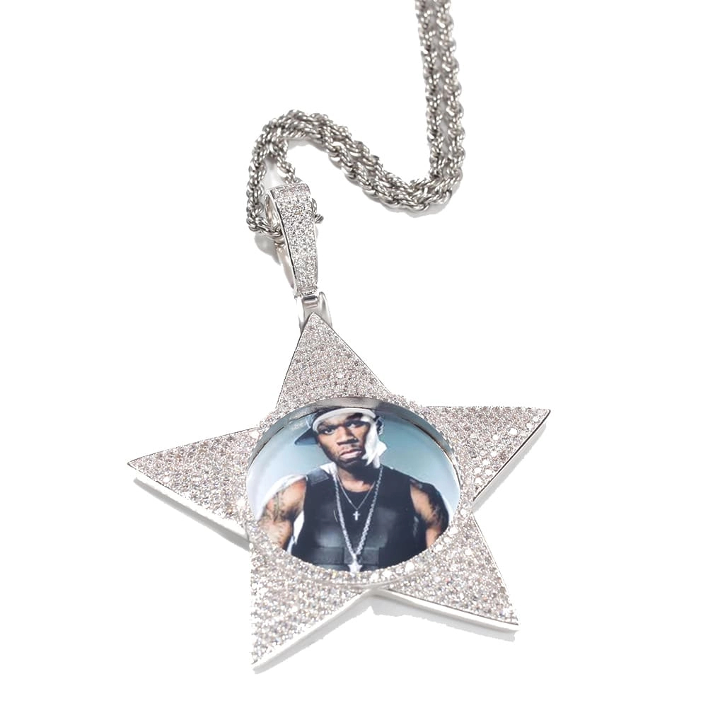 Custom Photo Decor Pentagram Pendants Men