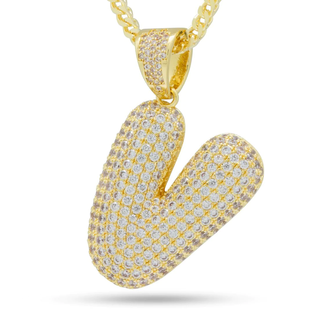 Bubble Letter V Necklace