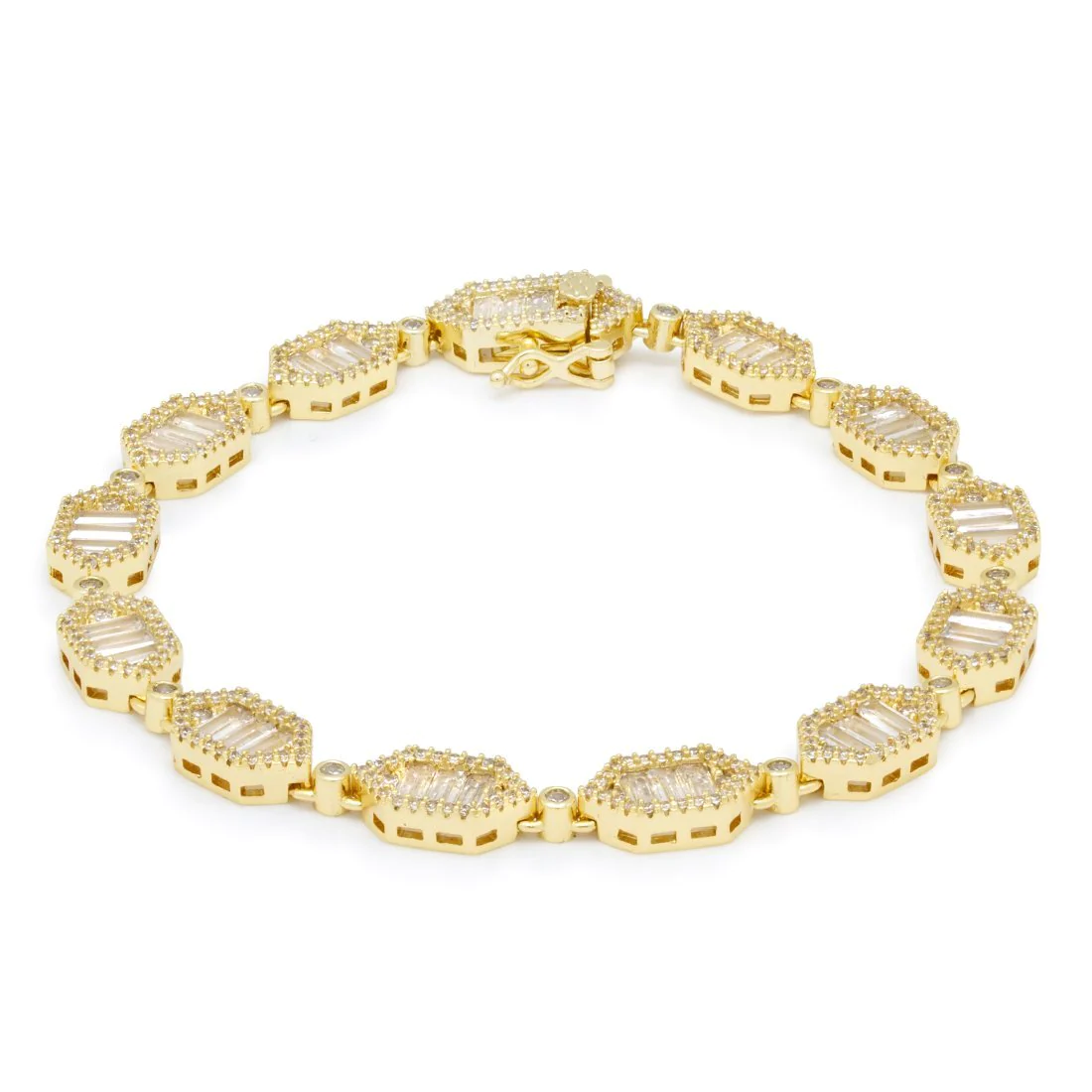7mm Clustered Hexagon Link Bracelet