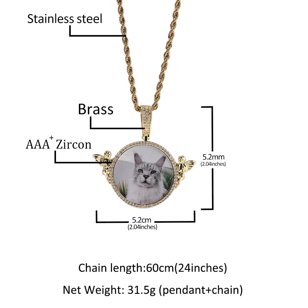 Custom Photos Angel Round Pendants Men