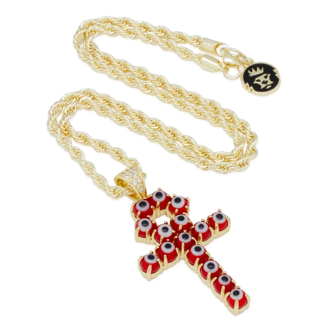 Red Evil Eye Ankh Cross Necklace