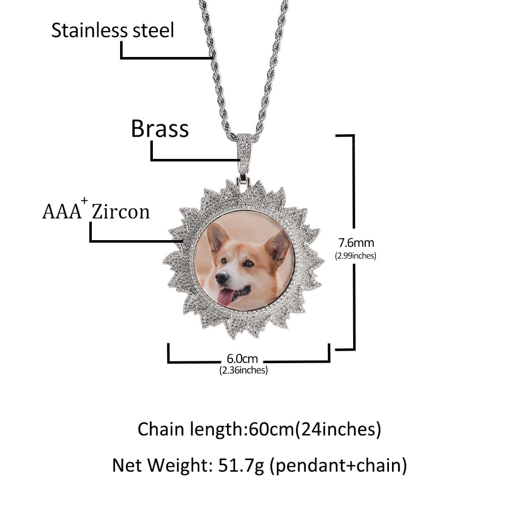 Custom Photos Sun Round Pendants Men
