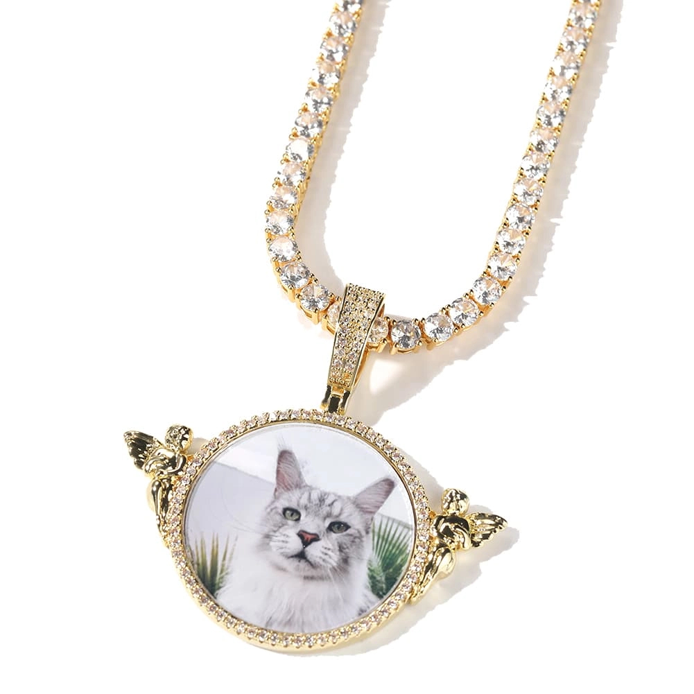 Custom Photos Angel Round Pendants Men