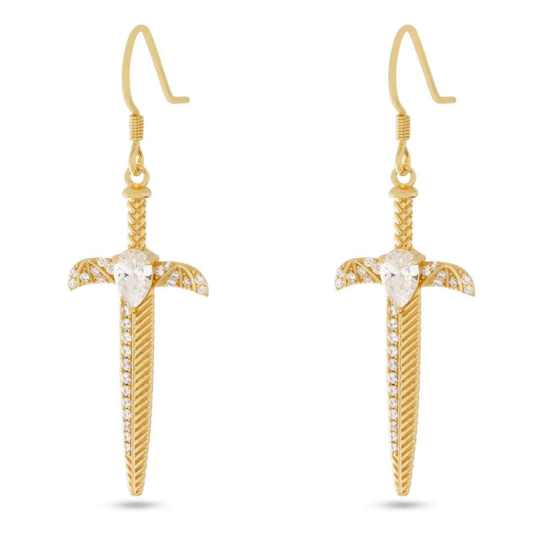 Iced Hanging Dagger Earrings