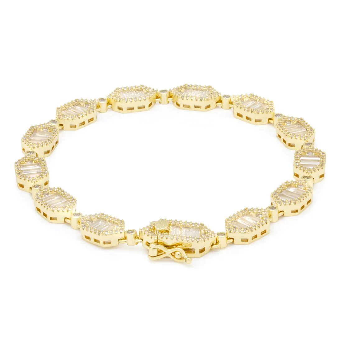 7mm Clustered Hexagon Link Bracelet