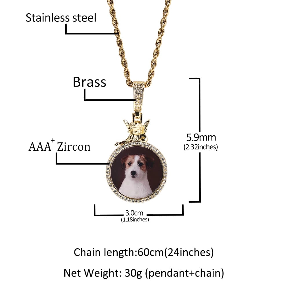 Custom Photos Animal Round Pendants Men