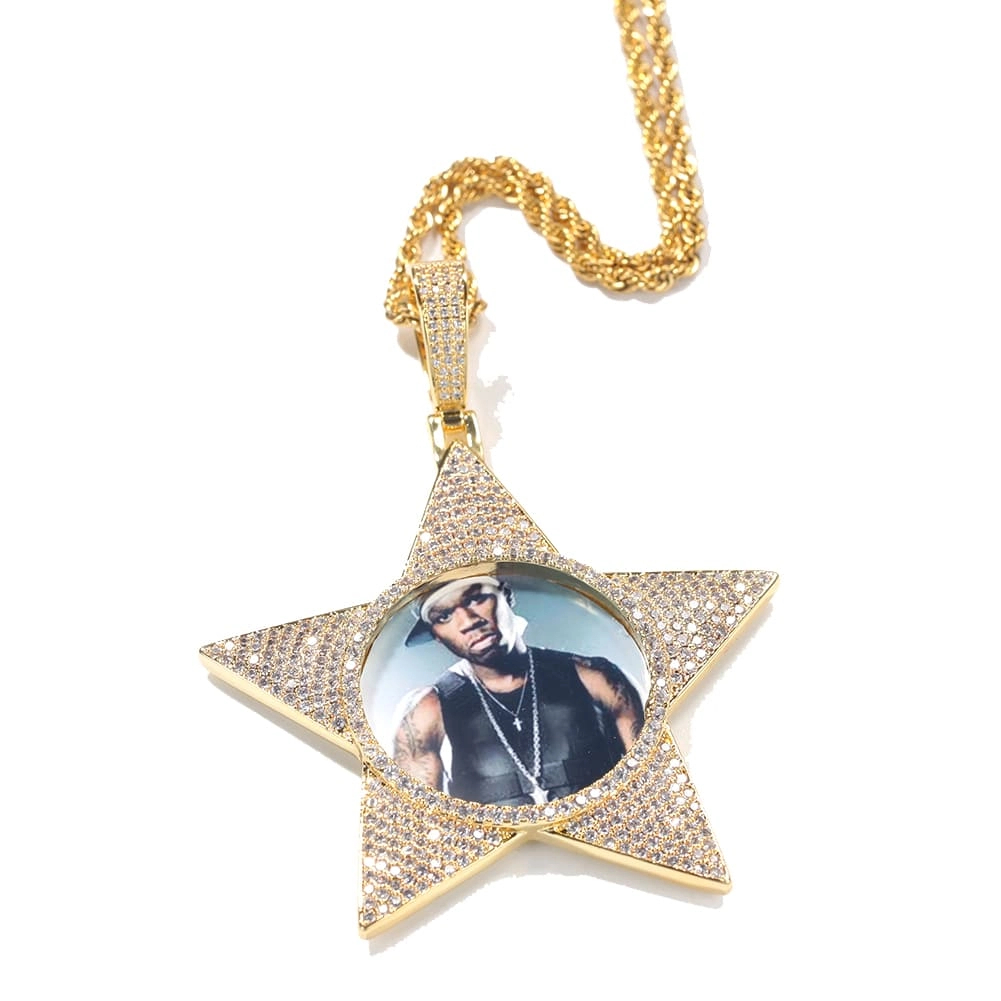 Custom Photo Decor Pentagram Pendants Men