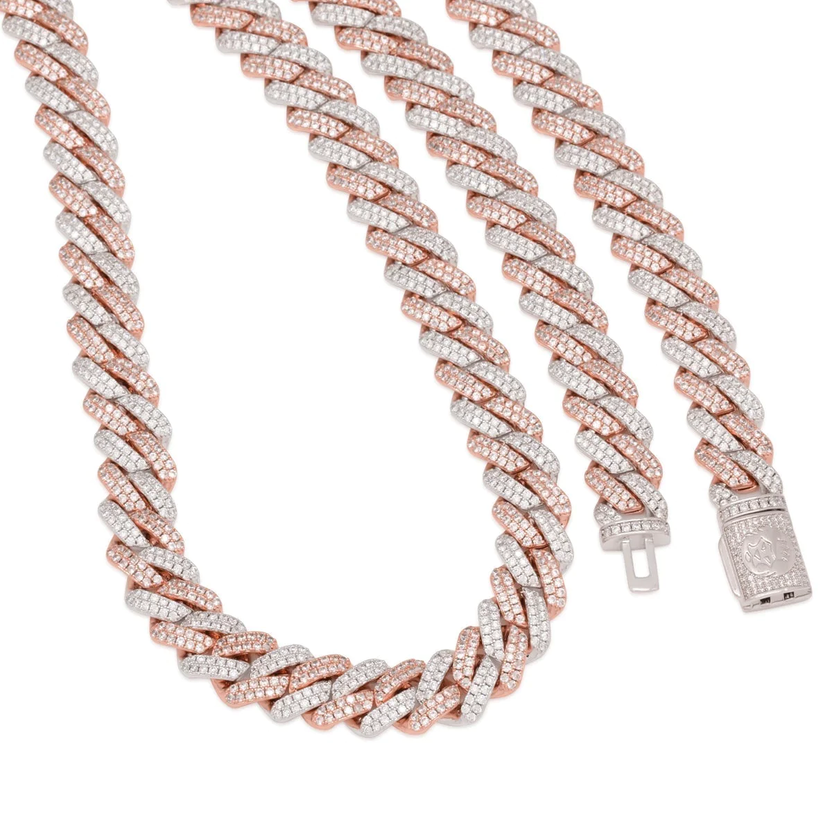 12mm Rose Gold Iced Diamond-Cut Miami Cuban Link Chain