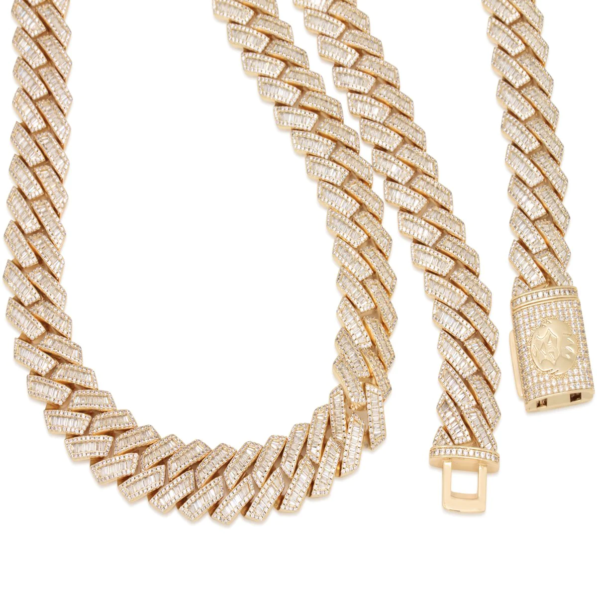 18mm Iced Diamond Cut Baguette Miami Cuban Link Chain