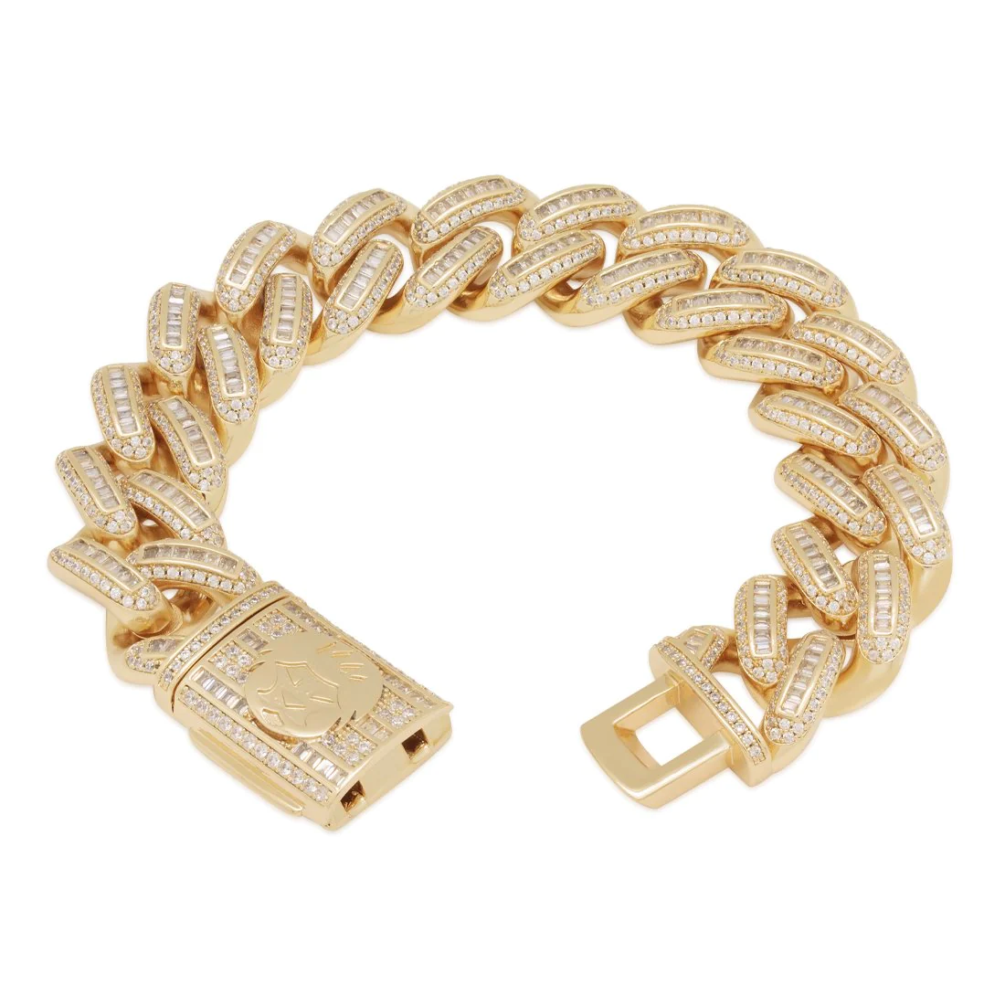 18mm Iced Baguette Miami Cuban Link Bracelet