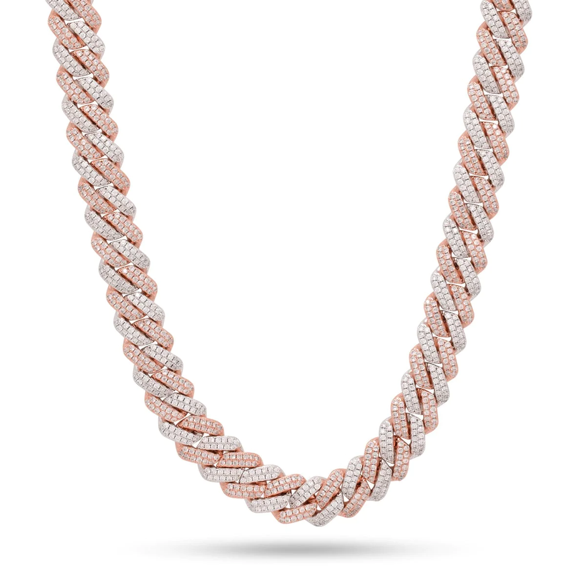 12mm Rose Gold Iced Diamond-Cut Miami Cuban Link Chain