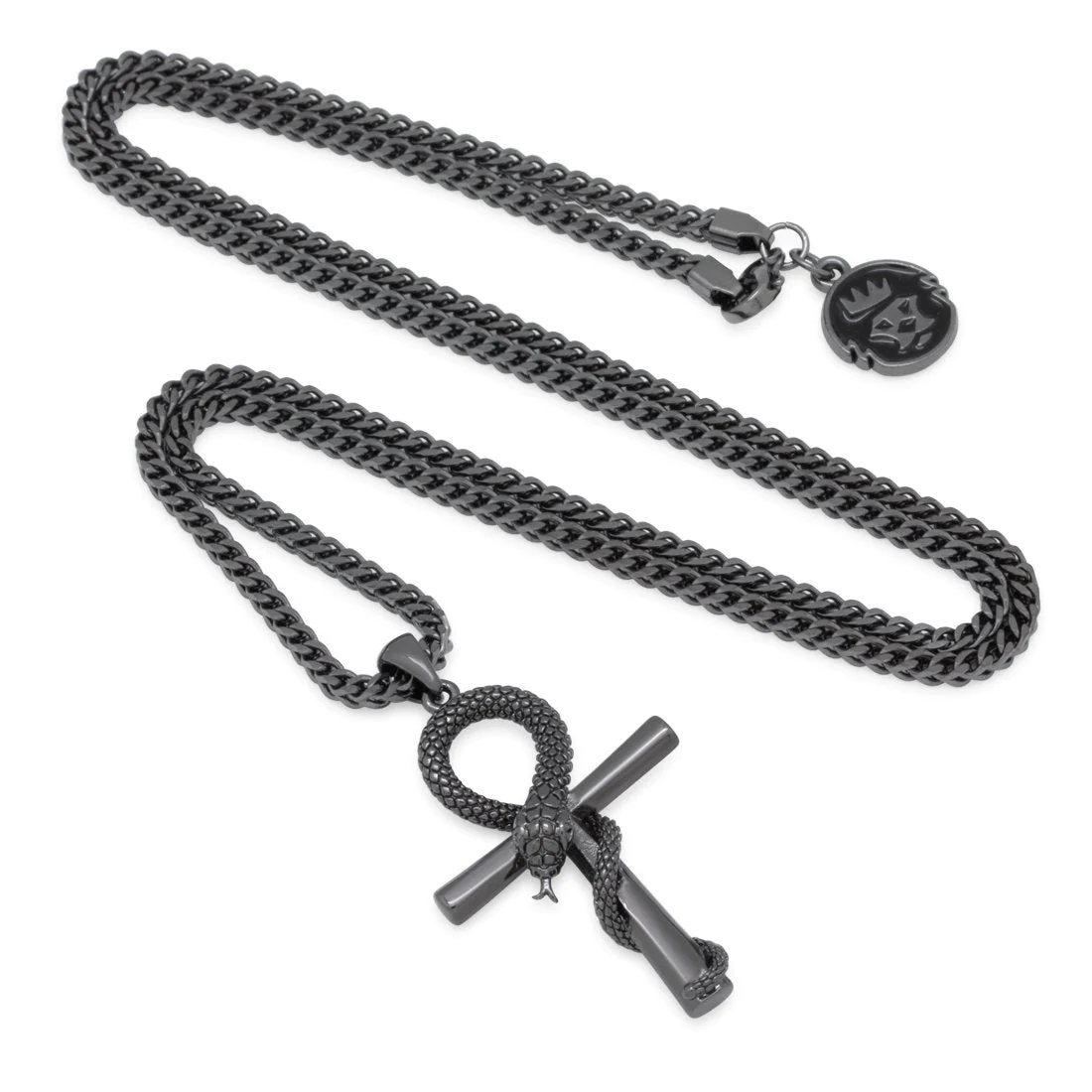 Black Gold Apep and Ankh Necklace