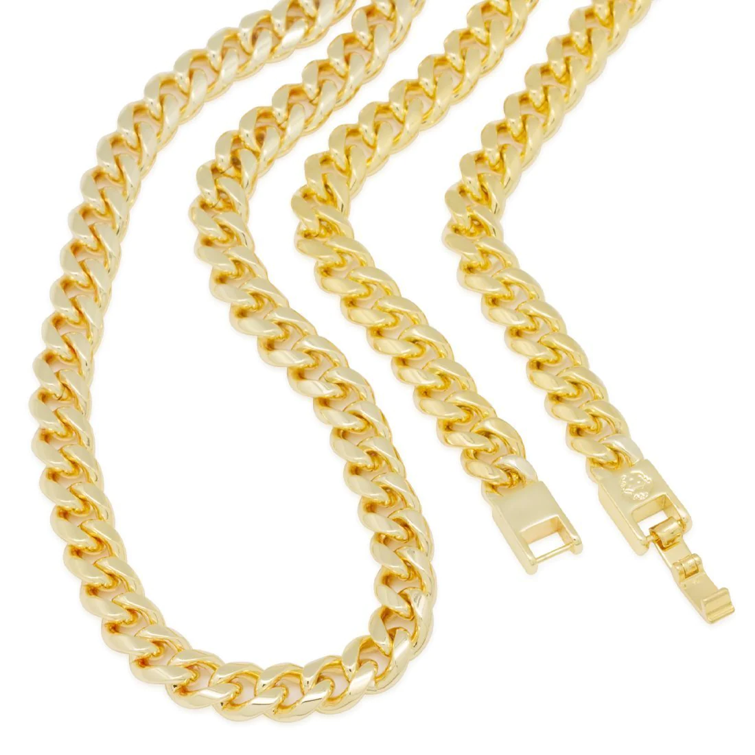 8mm Miami Cuban Link Chain Choker Set