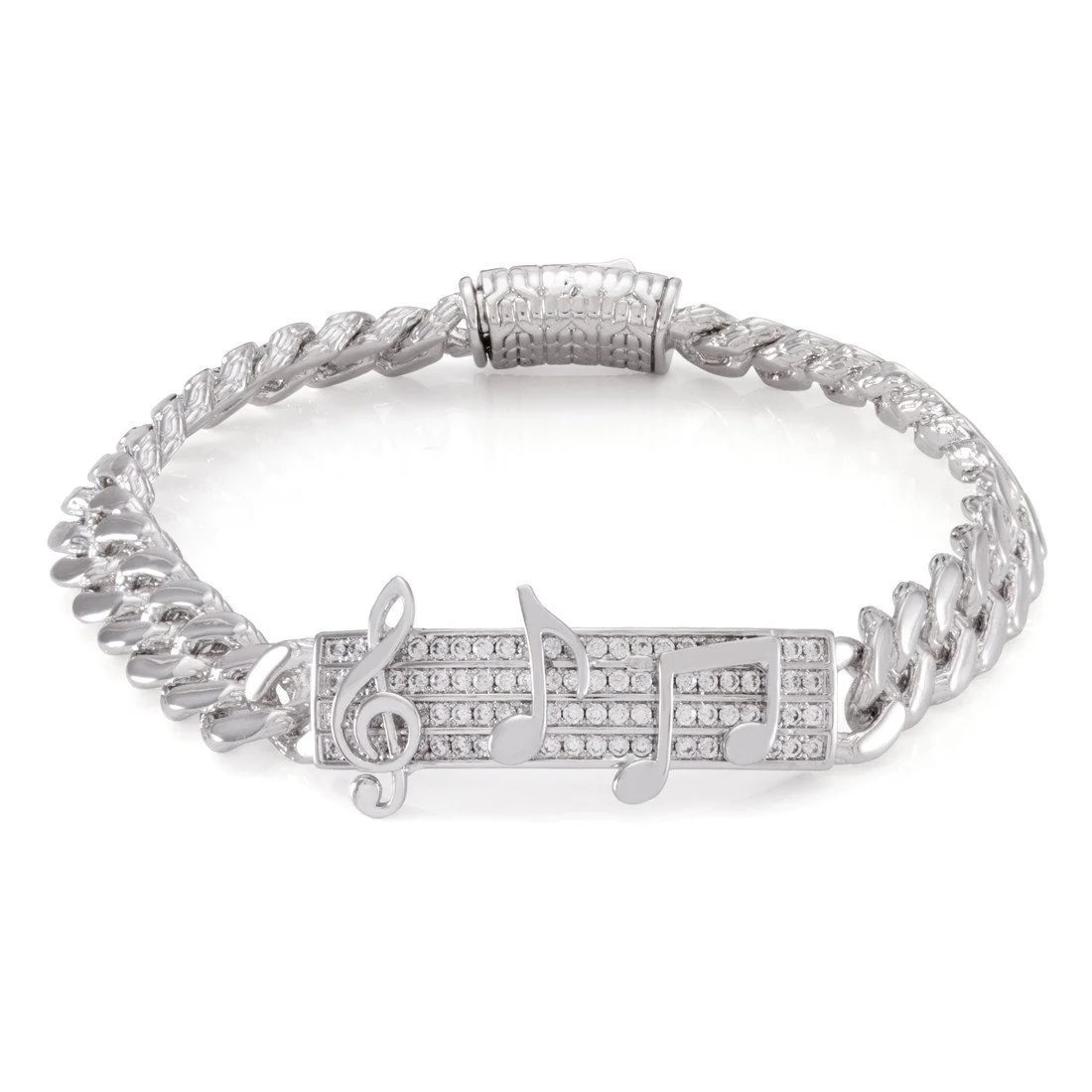 10mm Music Note ID Miami Cuban Link Bracelet