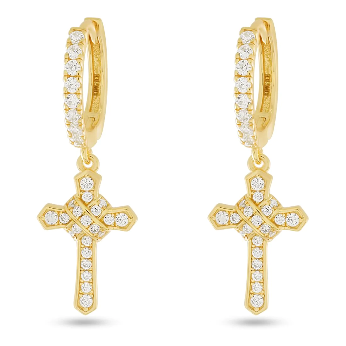 Iced Wrapped Cross Earrings