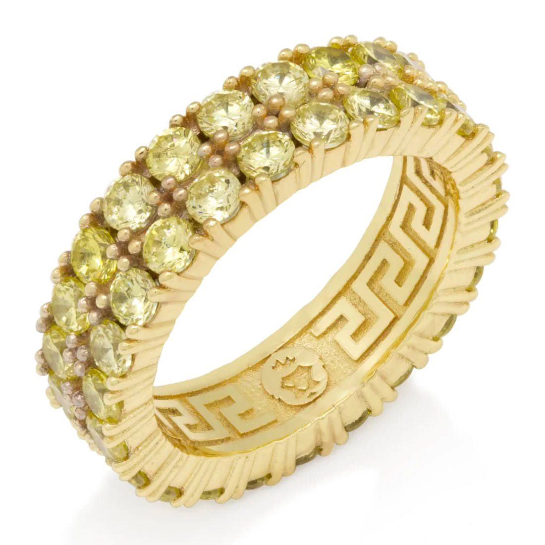 Yellow Double-Row Brilliant-Cut Ring