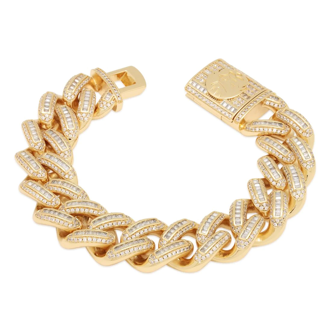 18mm Iced Baguette Miami Cuban Link Bracelet