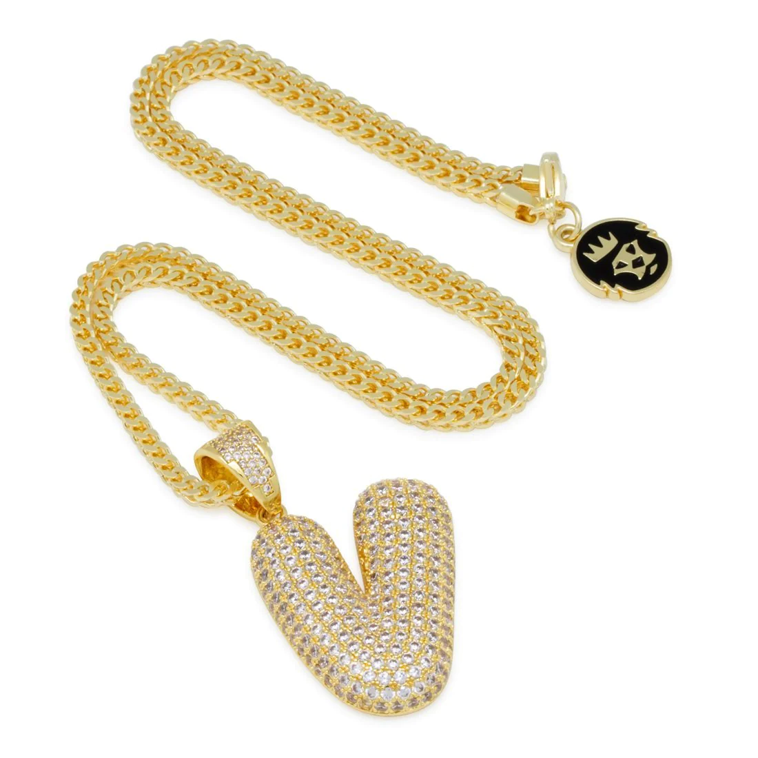 Bubble Letter V Necklace