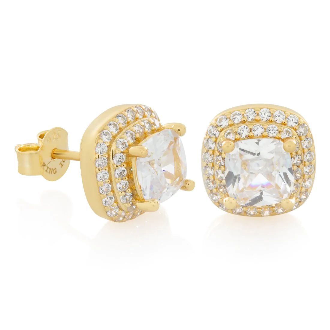 Halo Cushion-Cut Stud Earrings