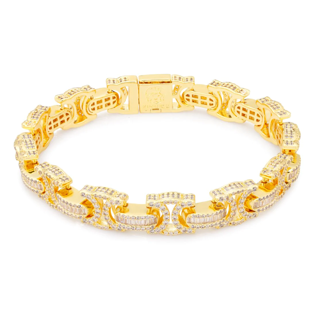 10mm Iced Baguette-Cut Byzantine Bracelet