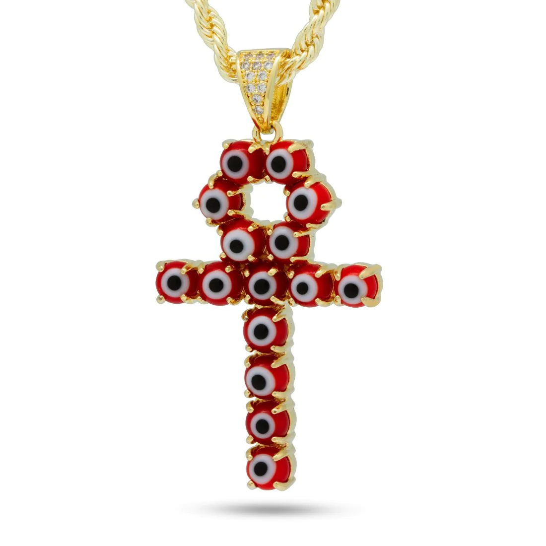Red Evil Eye Ankh Cross Necklace